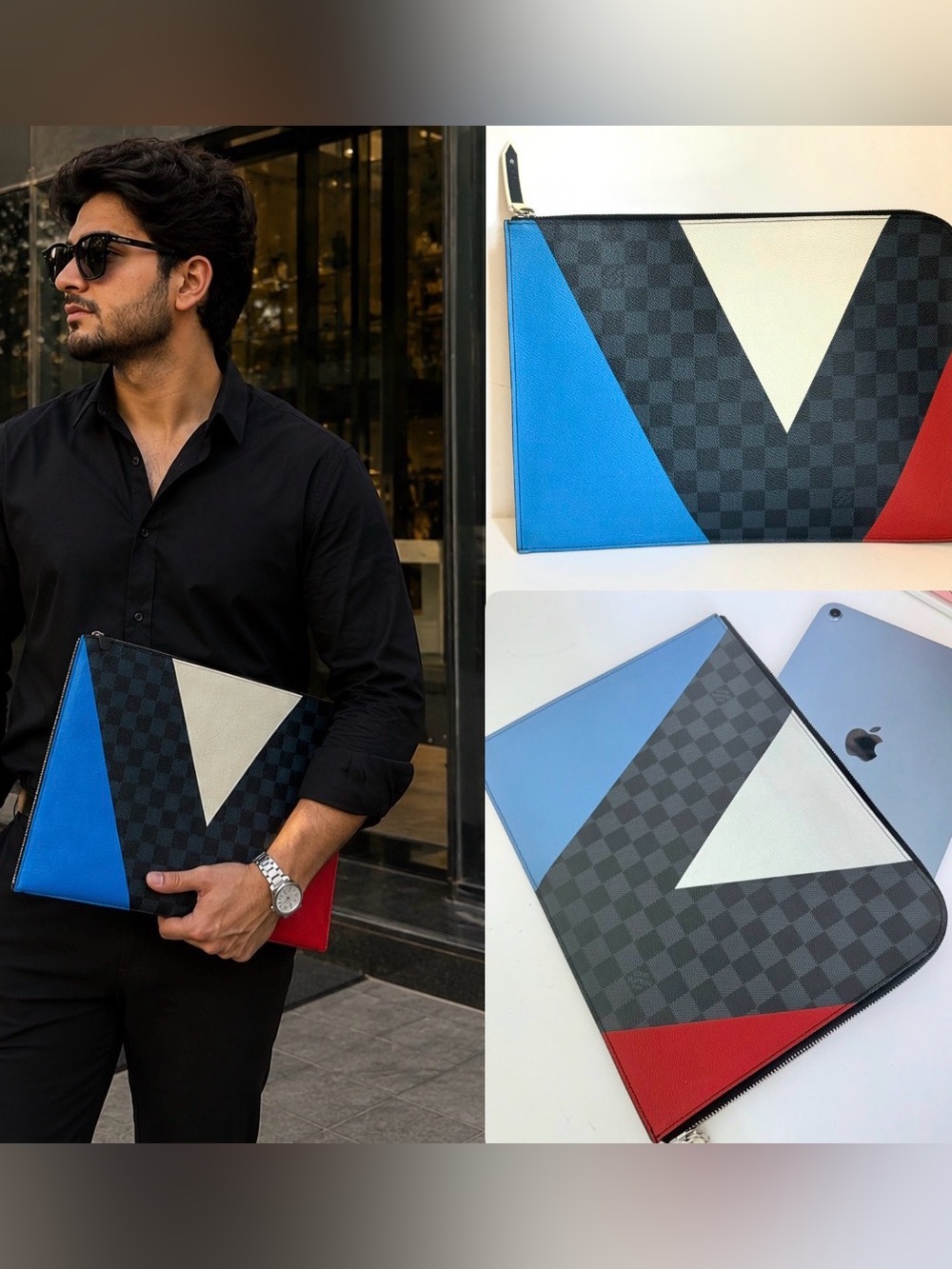 Louis Vuitton Damier Cobalt Americas Cup 2017 Pochette Jour GM Clutch Bag 🌟
